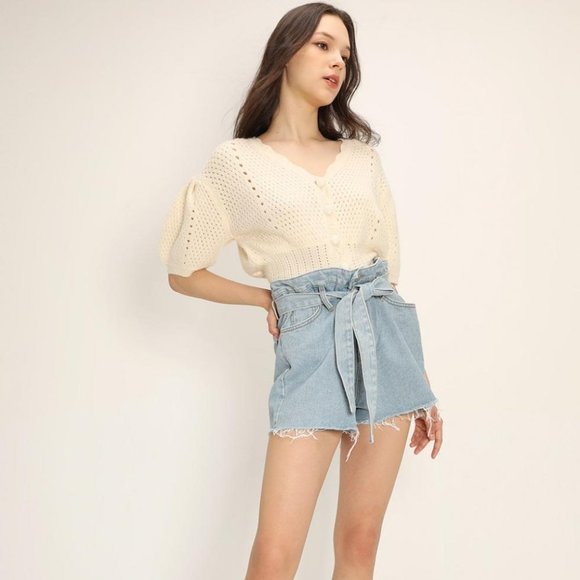 Storets Flora Chunky Knit Cardigan Ivory button front - Picture 3 of 12